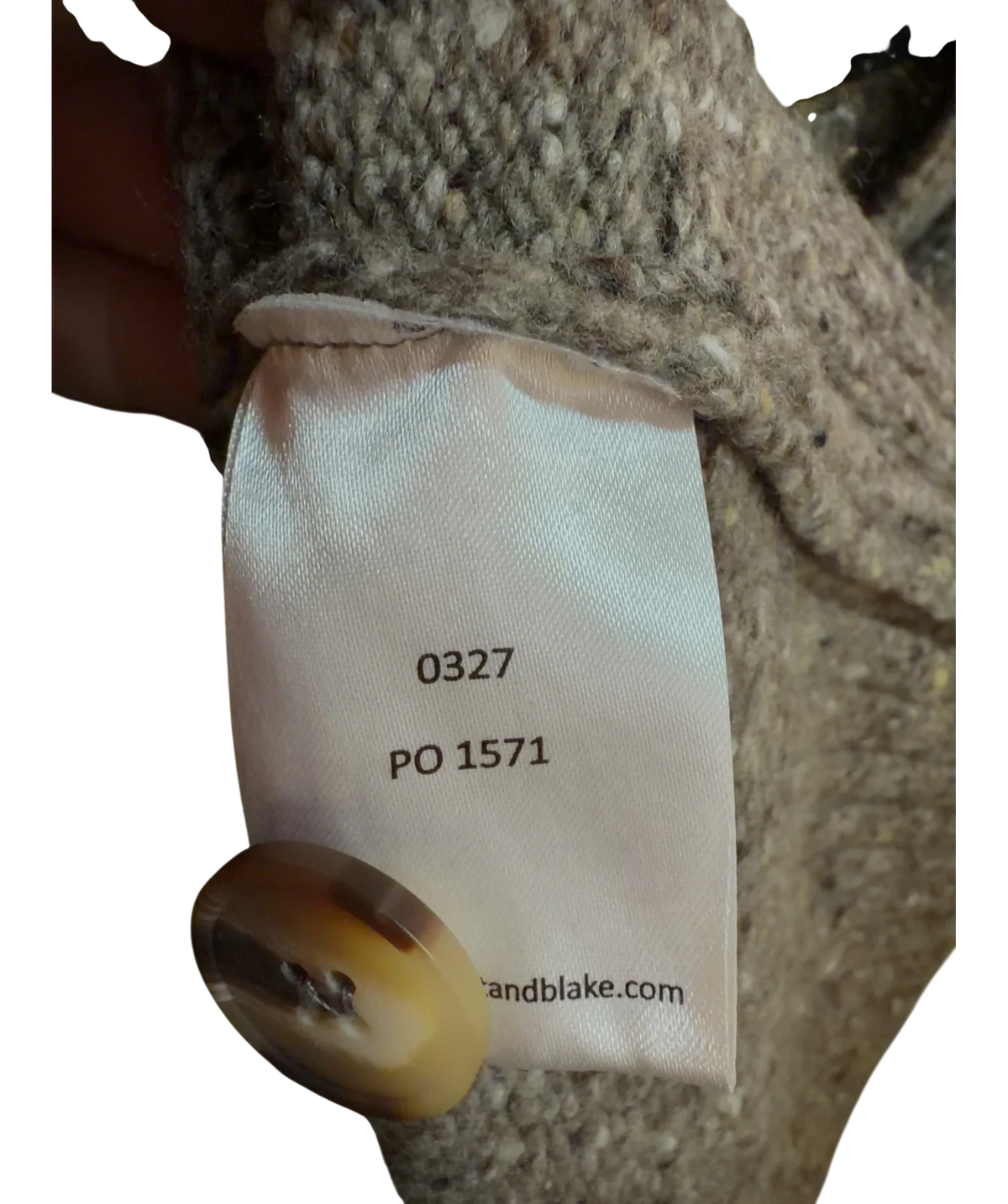 Beaufort & Blake Brown relaxed V-neck cardigan, size UK S — fabric detail