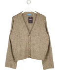 Beaufort & Blake Brown relaxed V-neck cardigan, size UK S — front