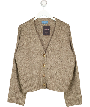 Beaufort & Blake Relaxed Wool Blend V-Neck Cardigan Brown UK S