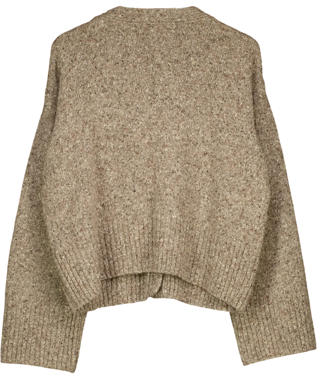 Beaufort & Blake Brown relaxed V-neck cardigan, size UK S — back