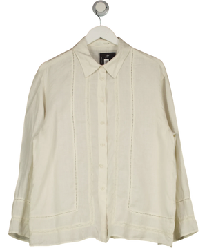Zara White Pintuck Lace Shirt UK L