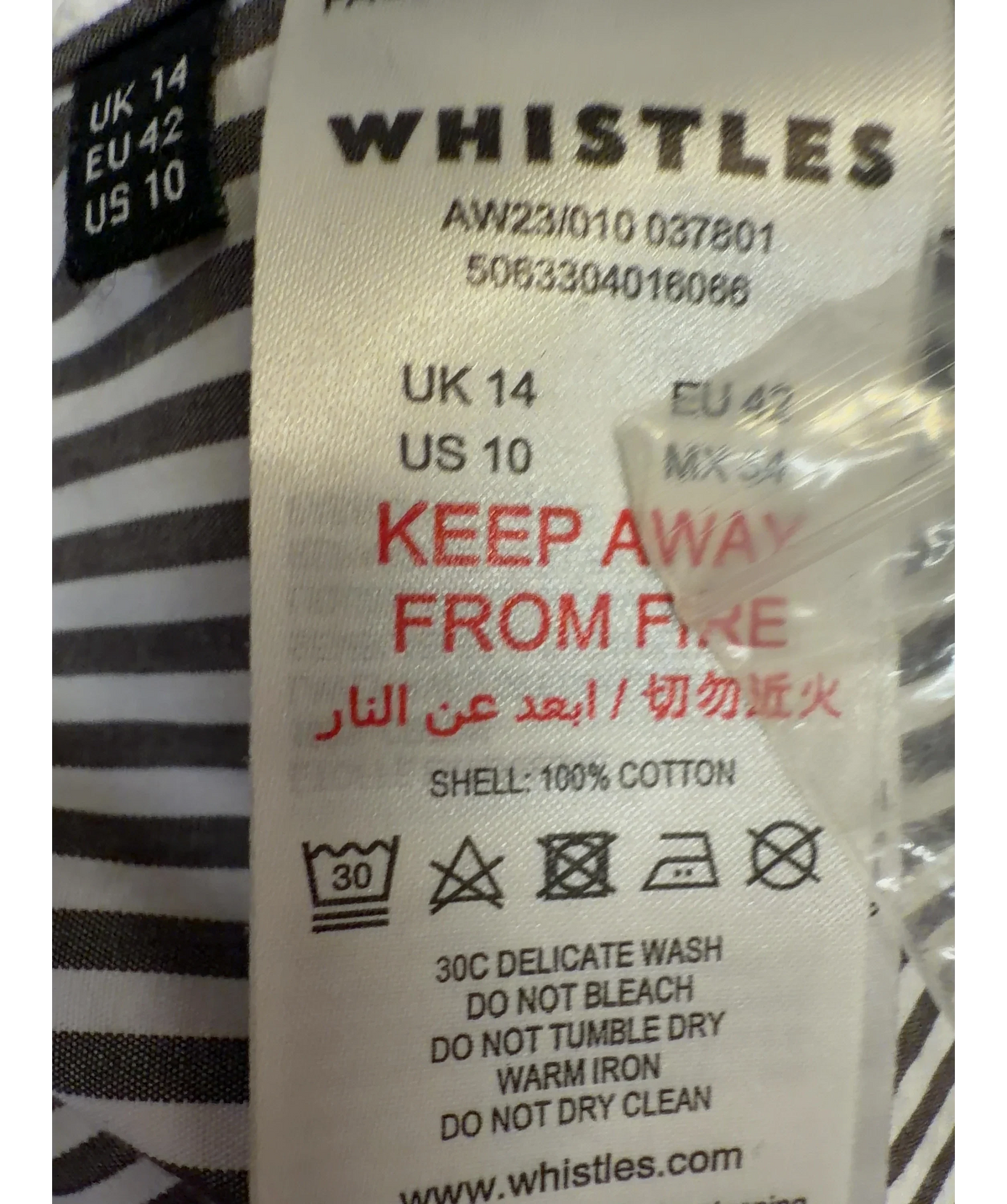 Whistles White Colour, size UK 14 — label