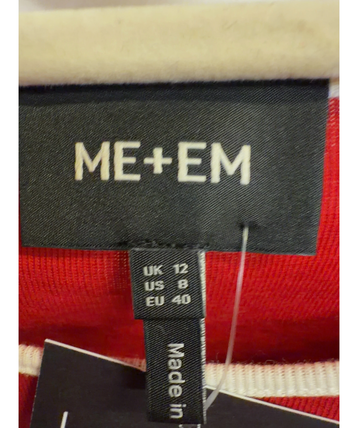 ME + EM Red Contrast Trim Slim Tee, size UK 12 — detail