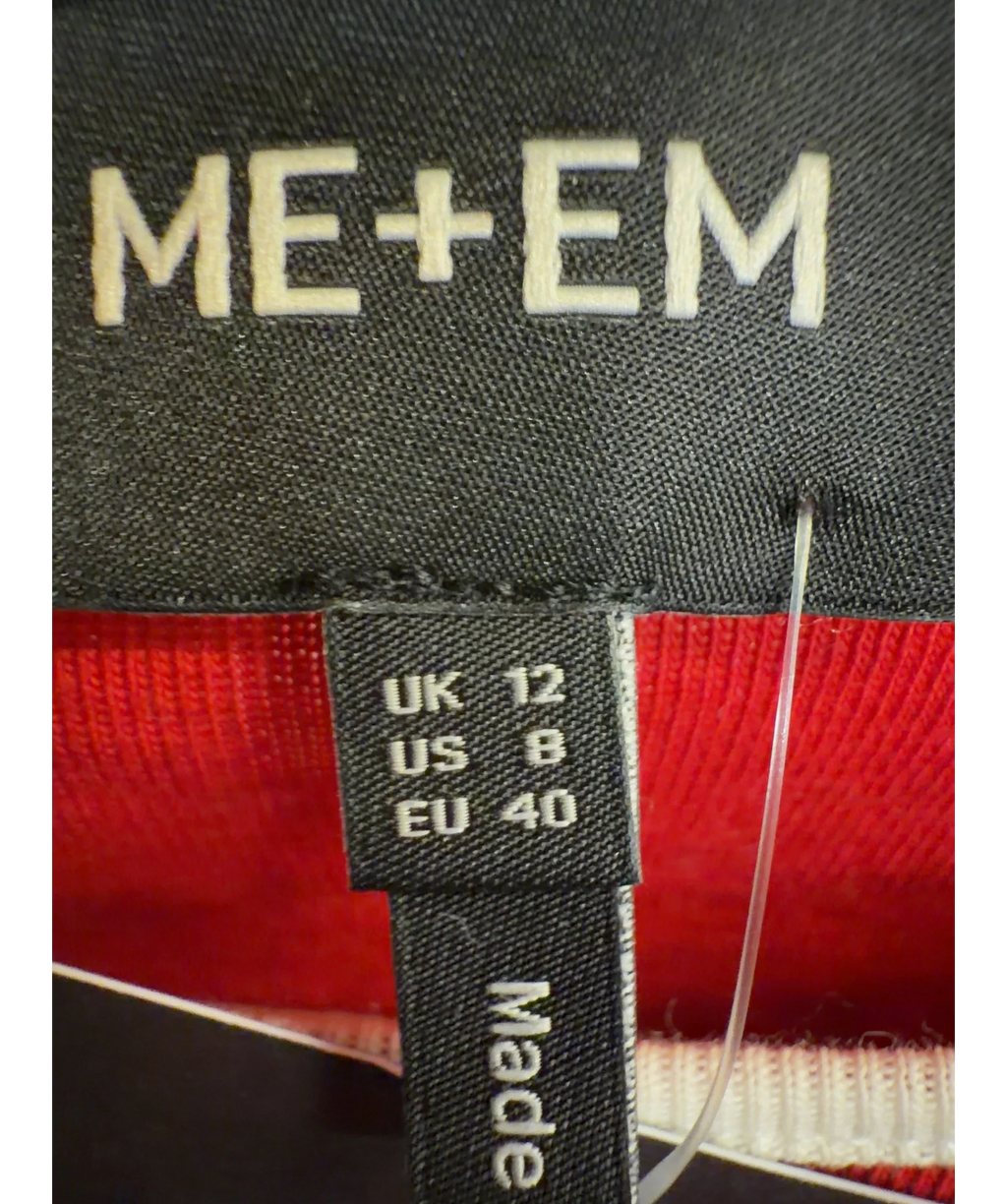ME + EM Red Contrast Trim Slim Tee, size UK 12 — care label