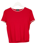 ME + EM Red Contrast Trim Slim Tee, size UK 12 — front