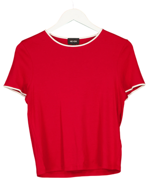 ME + EM Contrast Trim Slim Tee Red And White UK 12