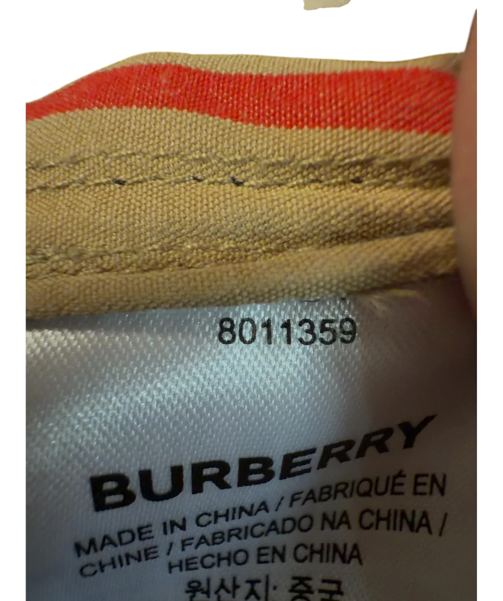 Burberry Beige Icon Stripe Cotton/Poplin Long Sleeve Shirt, size UK 12 — fabric detail