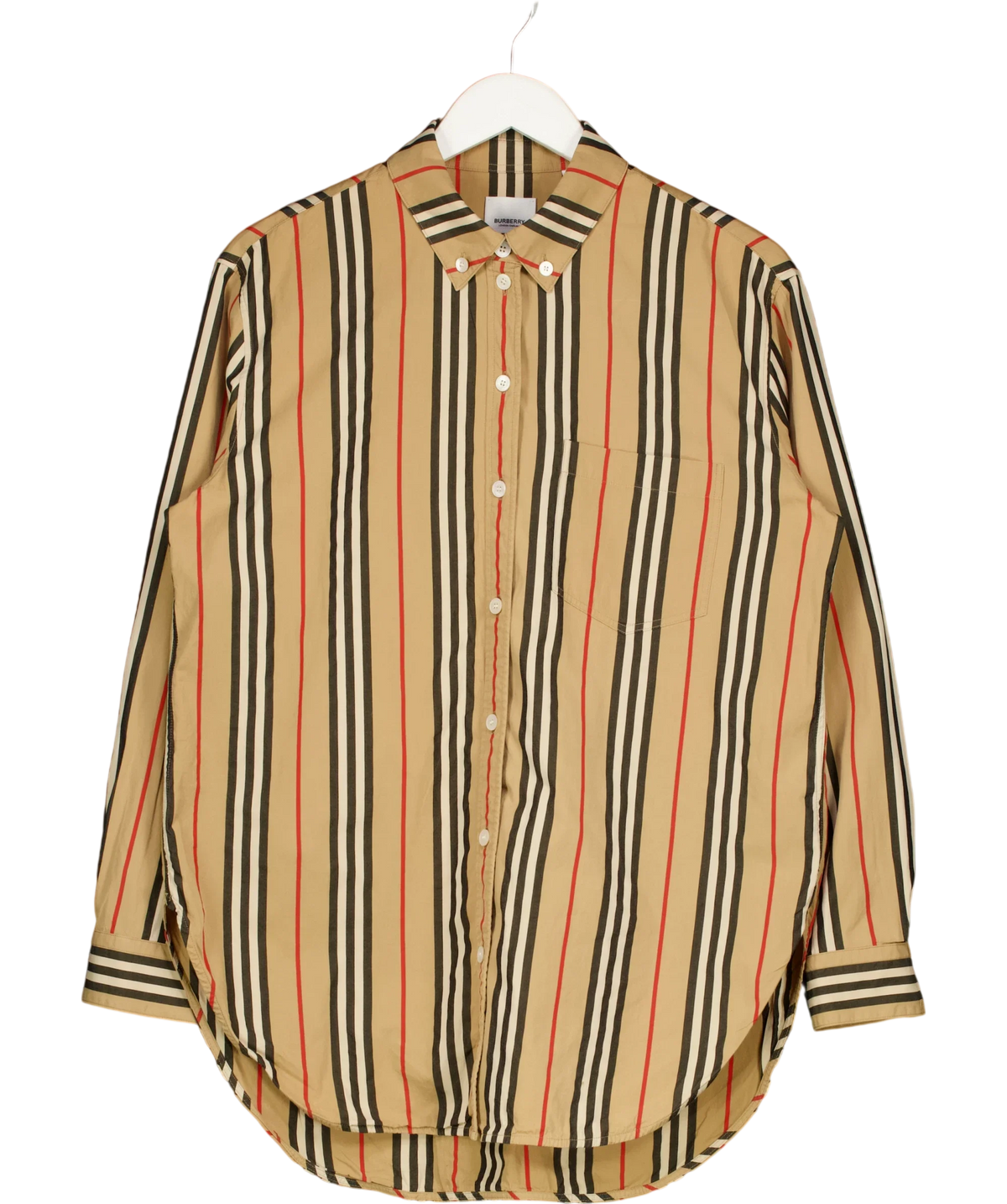 Burberry Beige Icon Stripe Cotton/Poplin Long Sleeve Shirt, size UK 12 — front