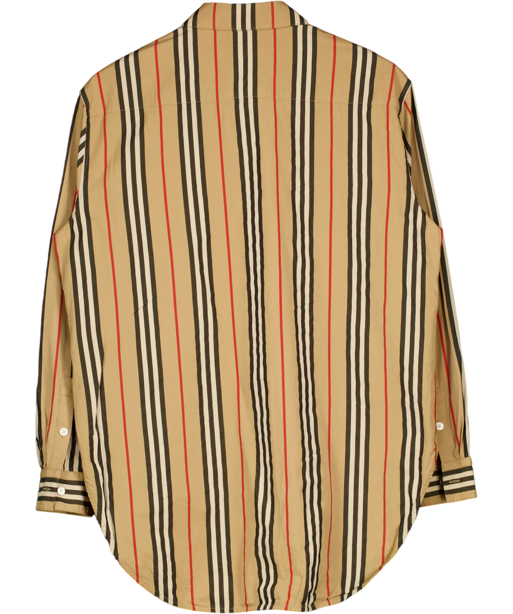 Burberry Beige Icon Stripe Cotton/Poplin Long Sleeve Shirt, size UK 12 — back