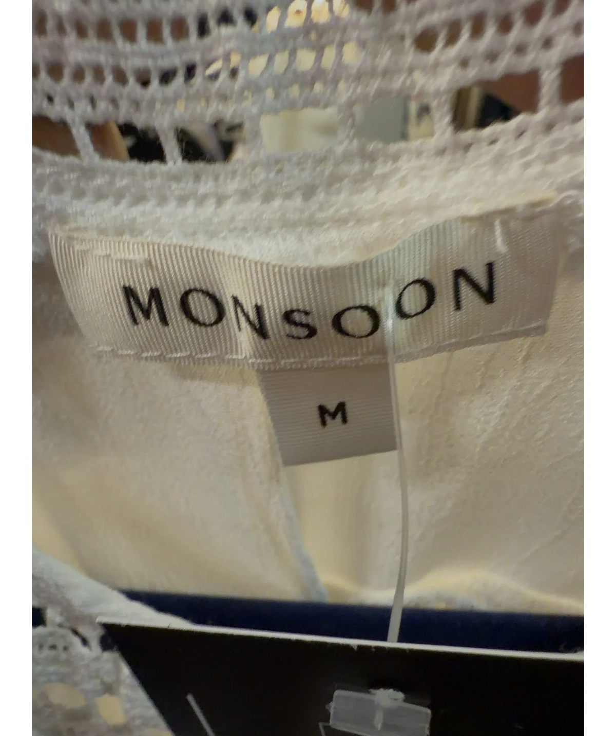 Monsoon White Taylor Sleeveless Embroidered Lace Top, size UK M — detail