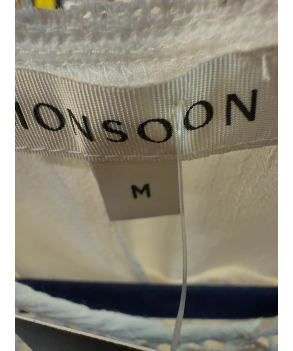 Monsoon White Taylor Sleeveless Embroidered Lace Top, size UK M — care label