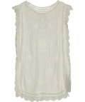 Monsoon White Taylor Sleeveless Embroidered Lace Top, size UK M — front