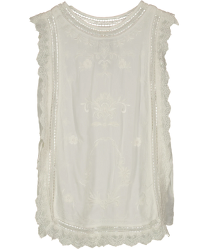 Monsoon Taylor Sleeveless Embroidered Lace Top White UK M