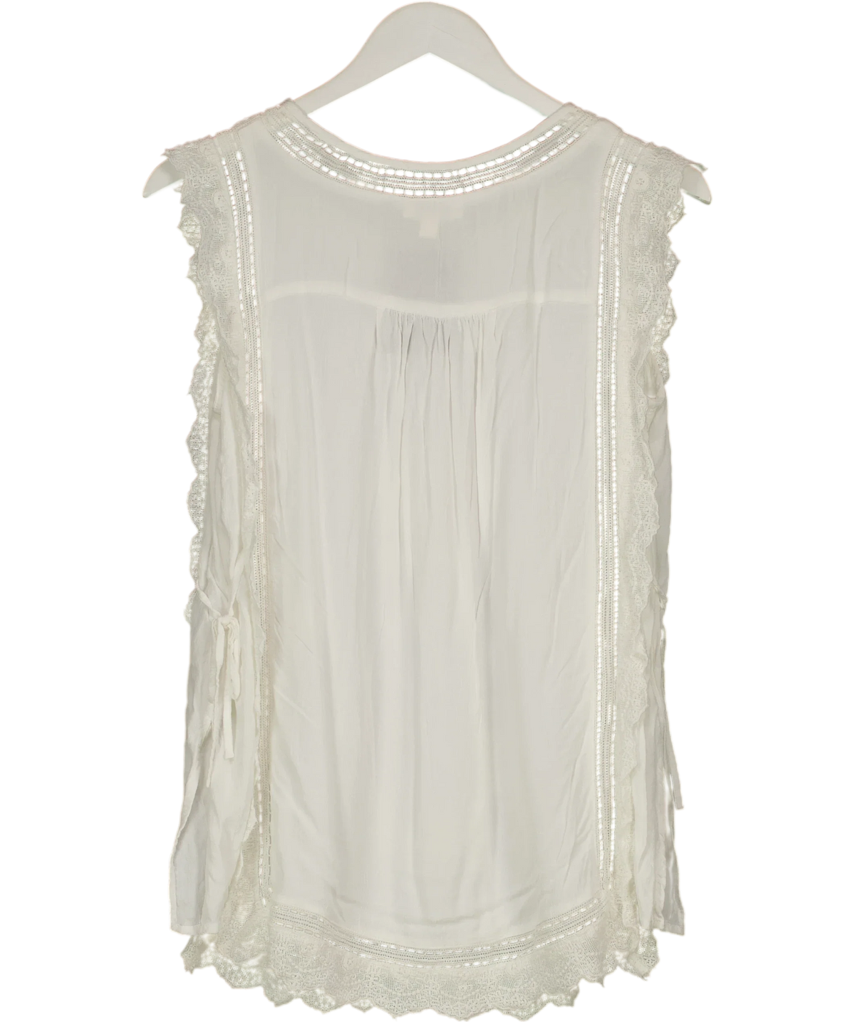 Monsoon White Taylor Sleeveless Embroidered Lace Top, size UK M — back