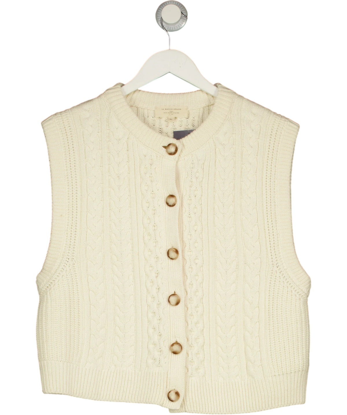 Sézane Cream Roxane Cardigan / Vest, size UK XL — front