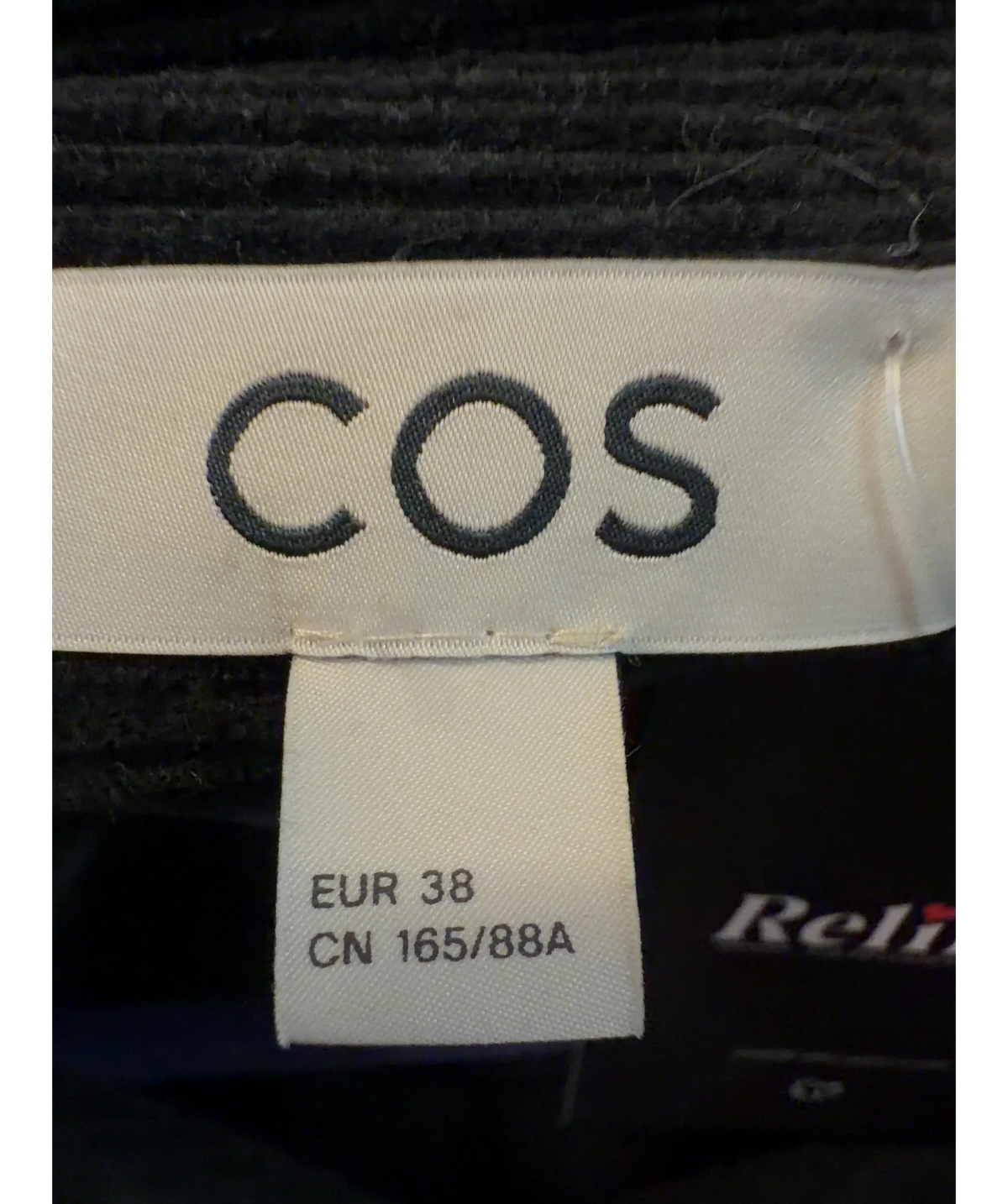 cos Black oversized cotton-blend corduroy shirt, size UK 10 — detail