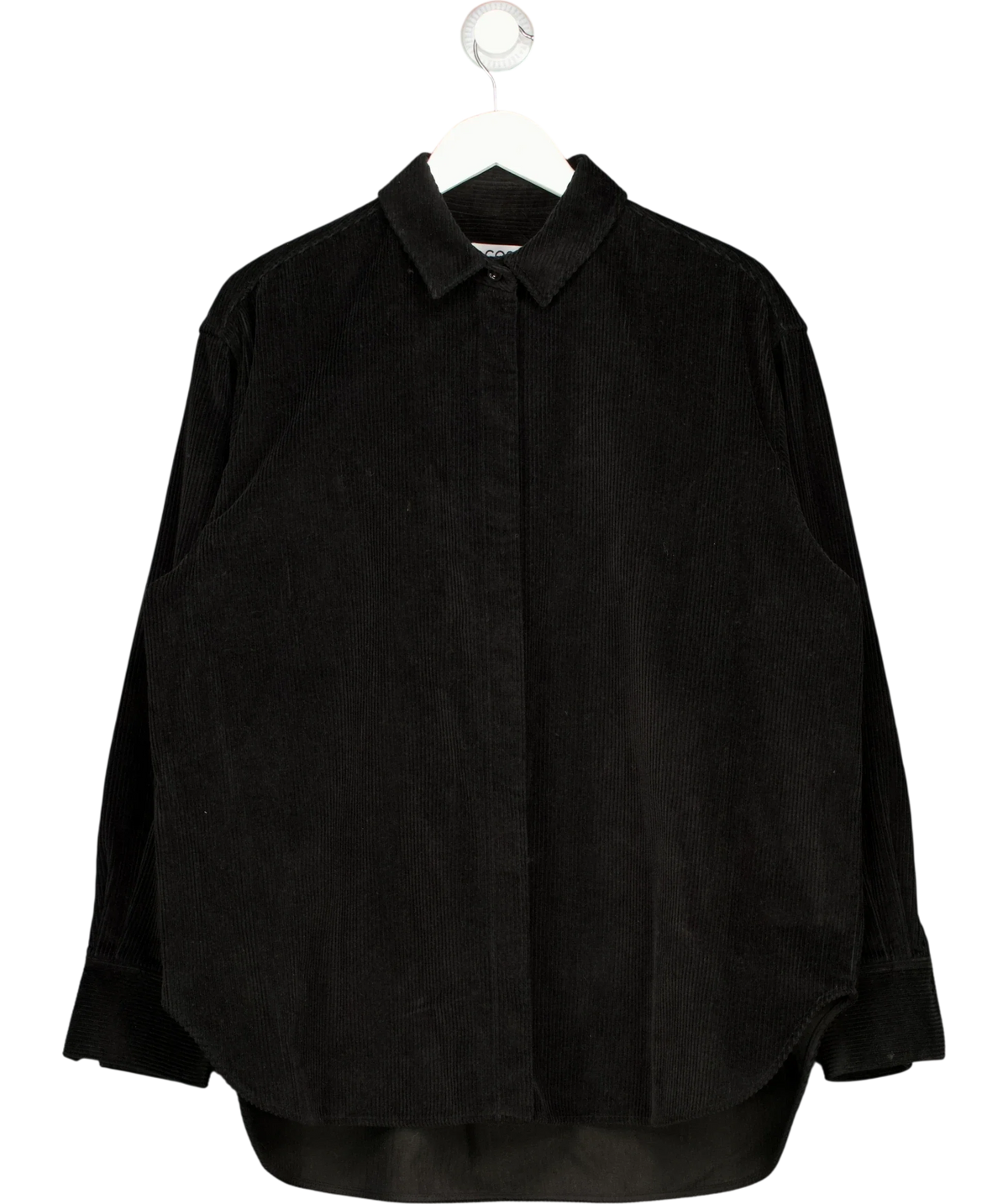 cos Black oversized cotton-blend corduroy shirt, size UK 10 — front