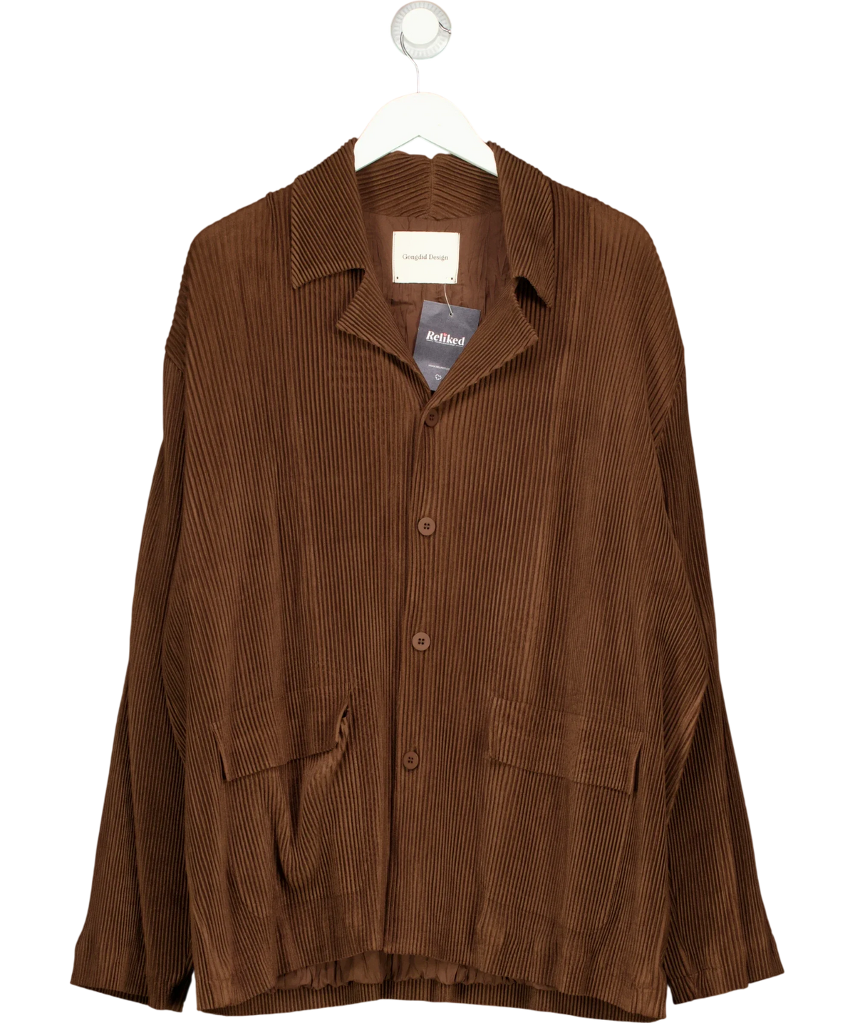 Gongdid Design Brown pleated textured shirt — front
