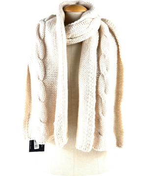 Brora Cream 100% Cashmere Cable Knit Scarf One Size