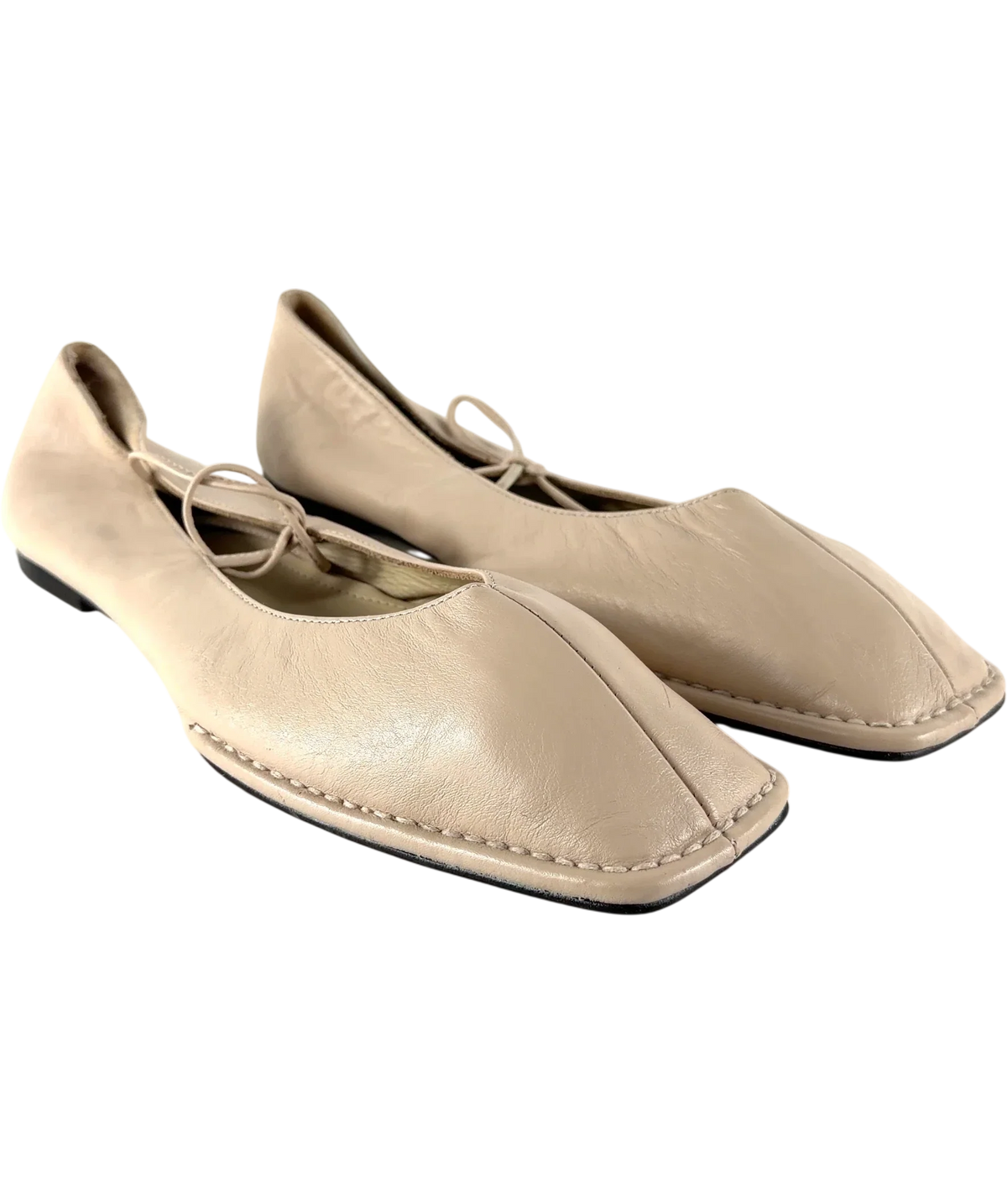 alohas Beige Sway Leather Ballet Flats, size UK 7 EU 40 👠 — front