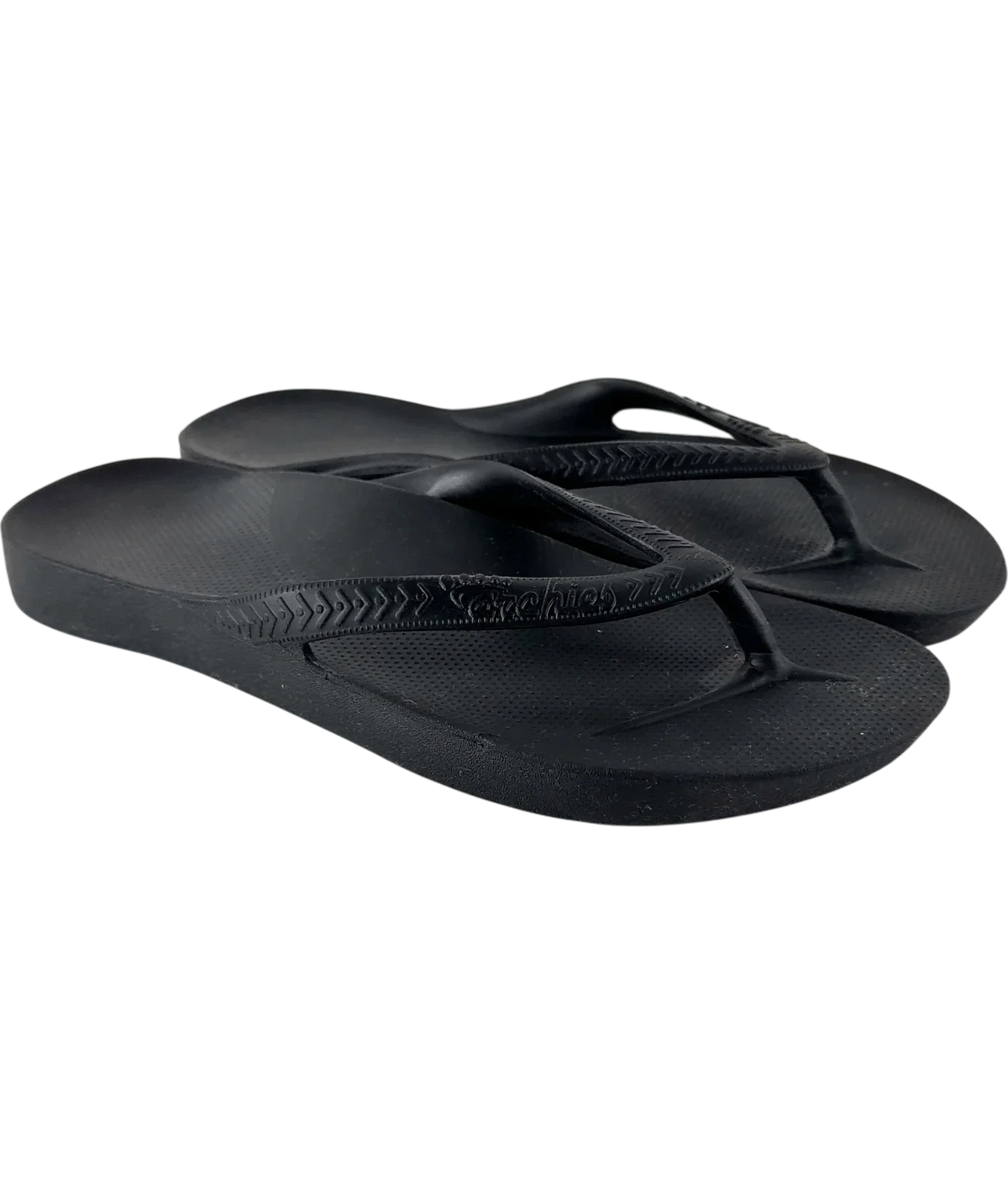 Archies Black Arch Support Flip Flops, size UK 8 EU 42 👞 — front