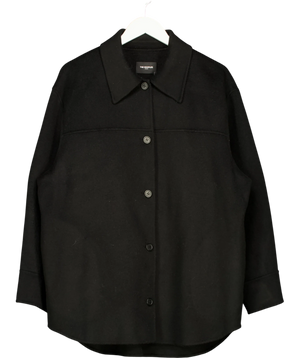 The Kooples Black  Wool Blend Pea Coat UK L