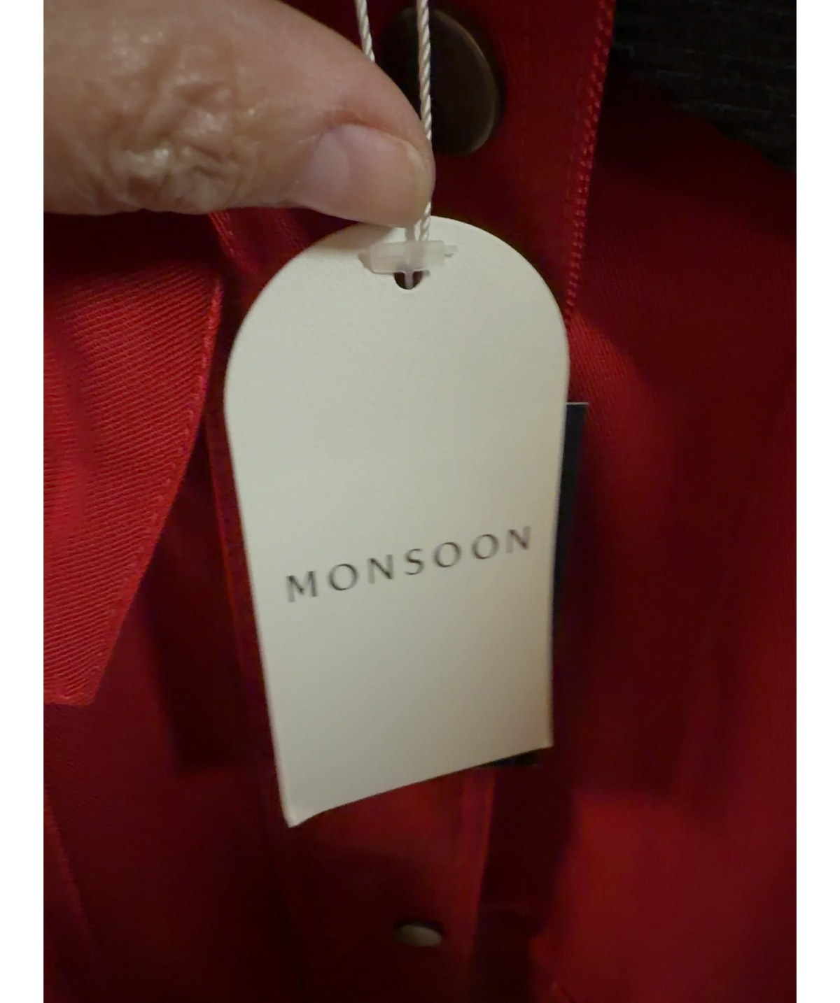 Monsoon Red Riley Barn Jacket, size UK L — detail
