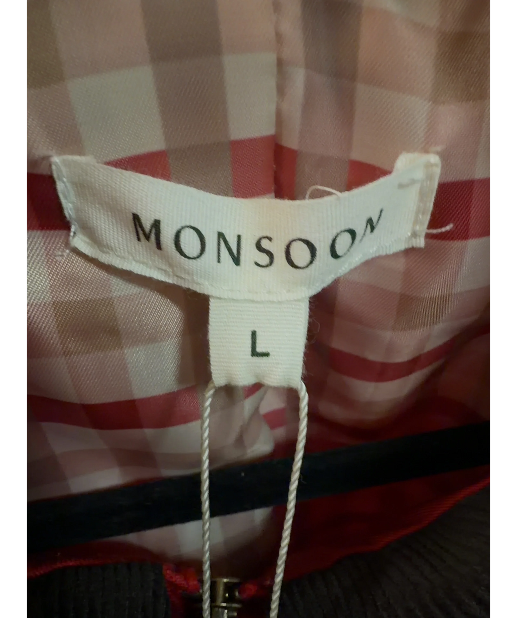 Monsoon Red Riley Barn Jacket, size UK L — care label