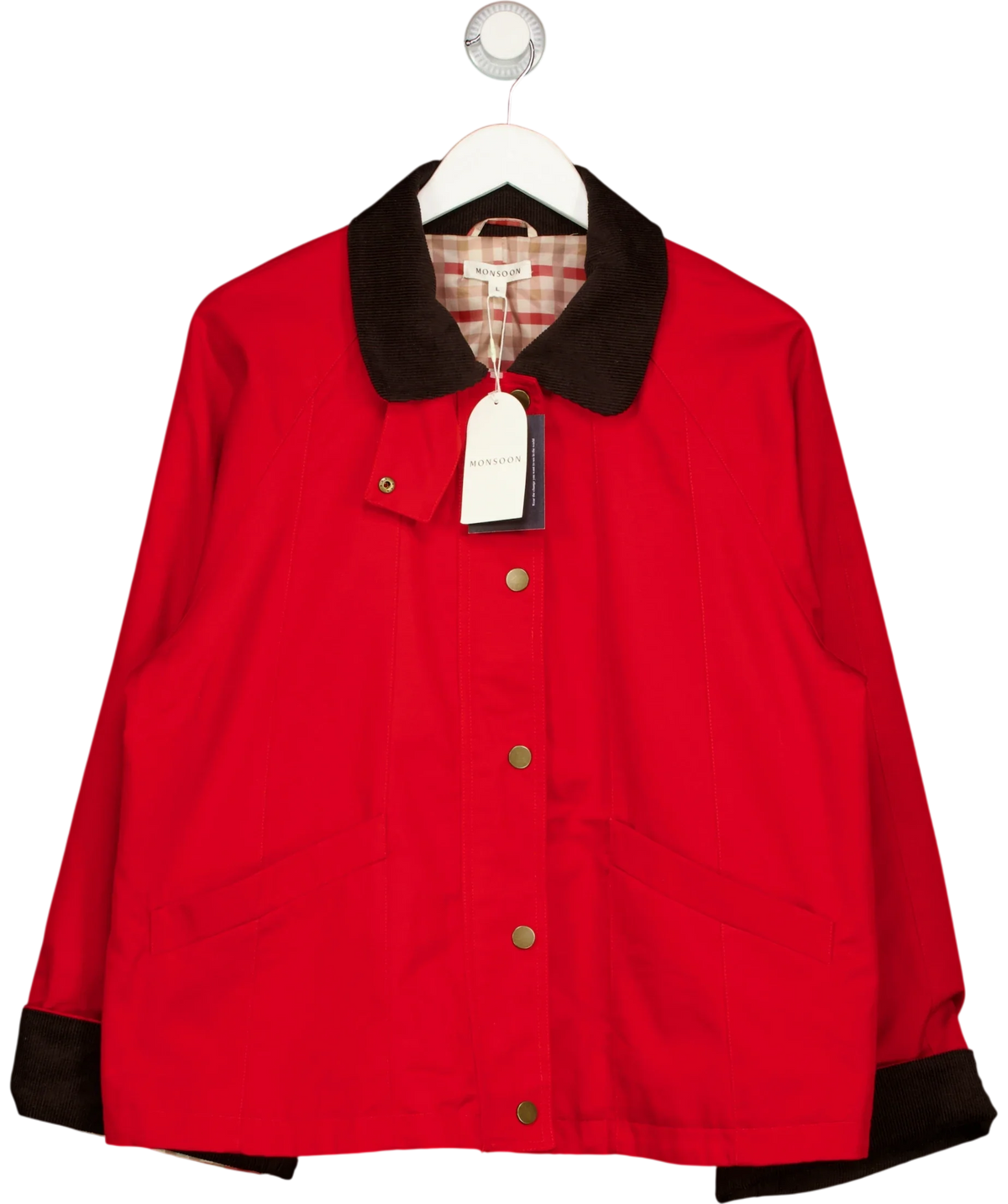 Monsoon Red Riley Barn Jacket, size UK L — front