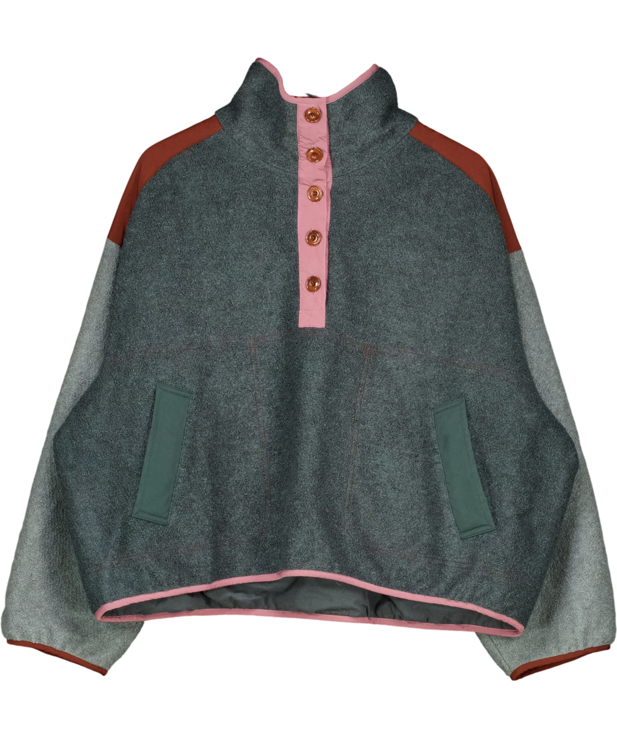 sessun Multicoloured Portomarin Fleece Colorblock Pullover, size UK L — front