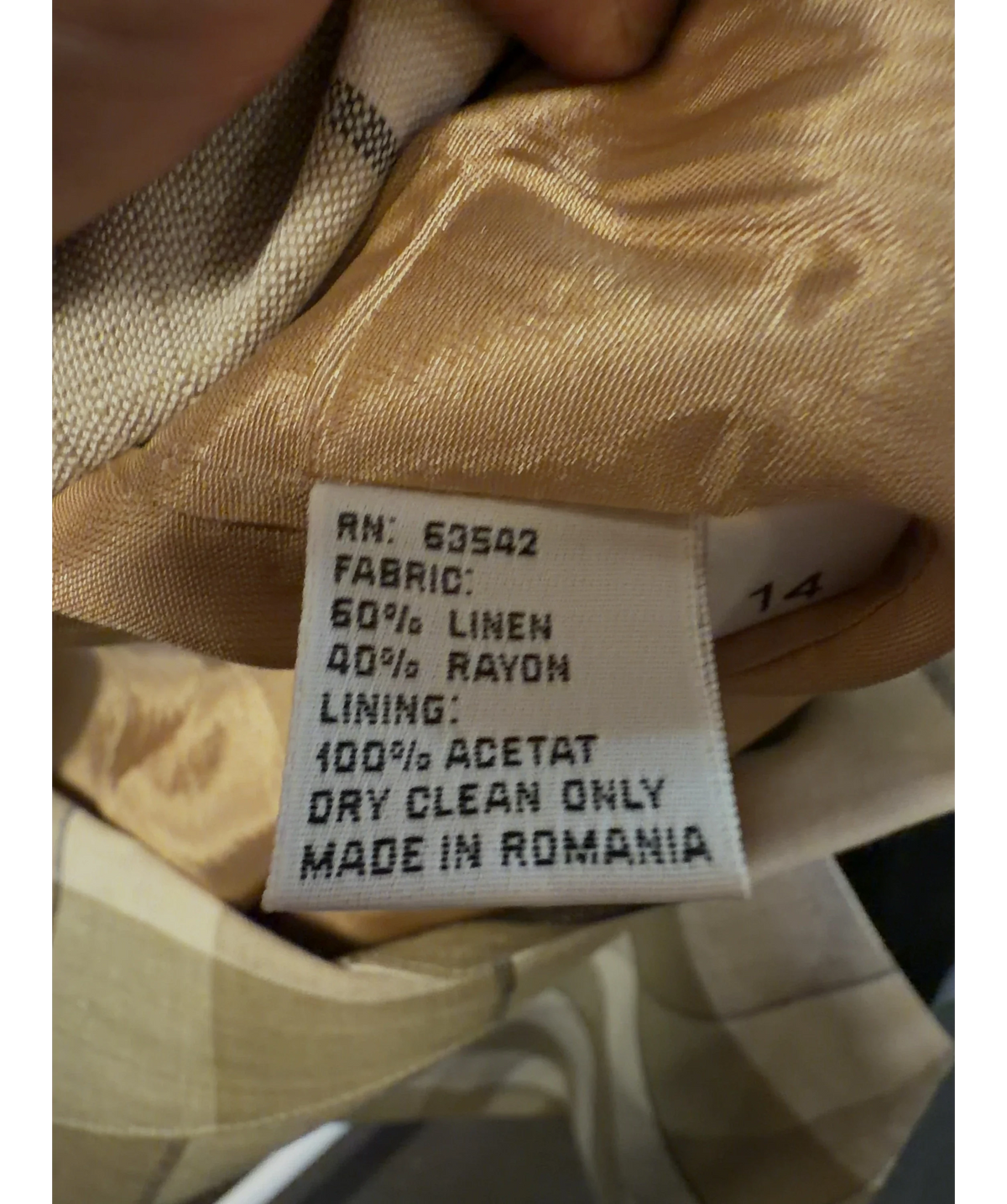 Giorgio Sant'Angelo Beige Colour, size UK 14 — label