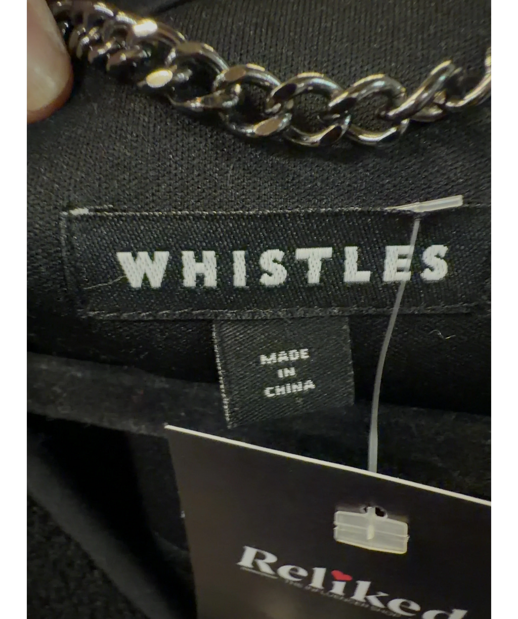 Whistles Black Josie Fleece Gilet, size UK M — detail