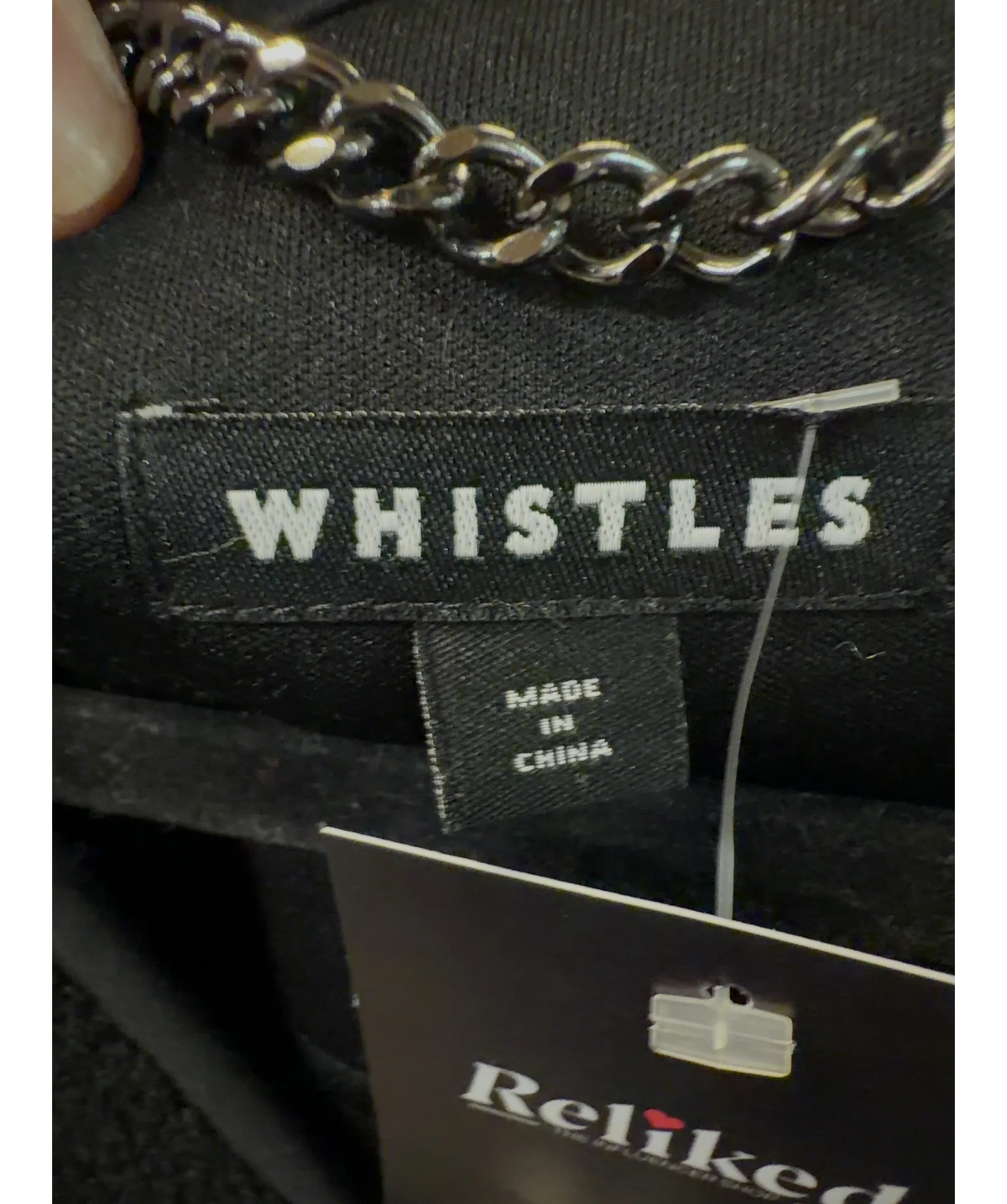 Whistles Black Josie Fleece Gilet, size UK M — detail