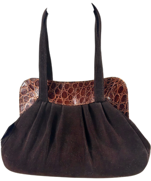 Silvano Biagini Vintage chocolate brown ruched suede handbag