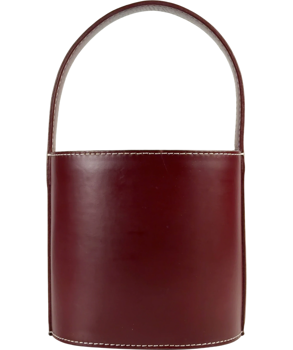 Staud Red Bisset Leather Bucket Bag — front