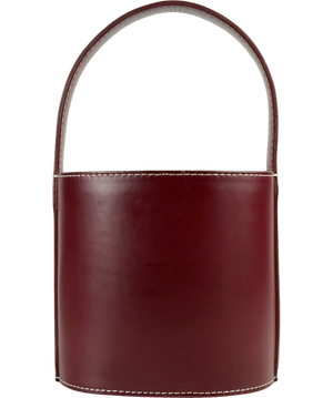 Staud Bisset Burgundy Leather Bucket Bag