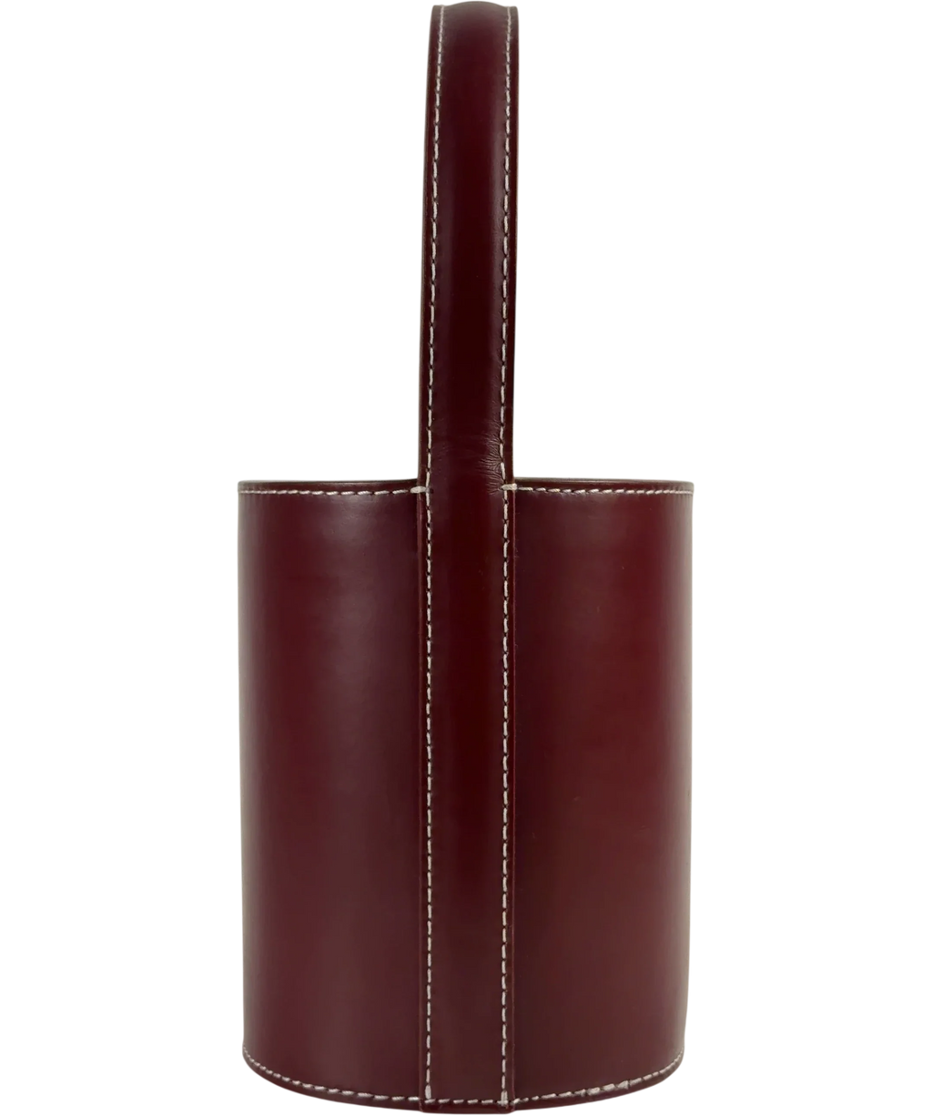 Staud Red Bisset Leather Bucket Bag — back
