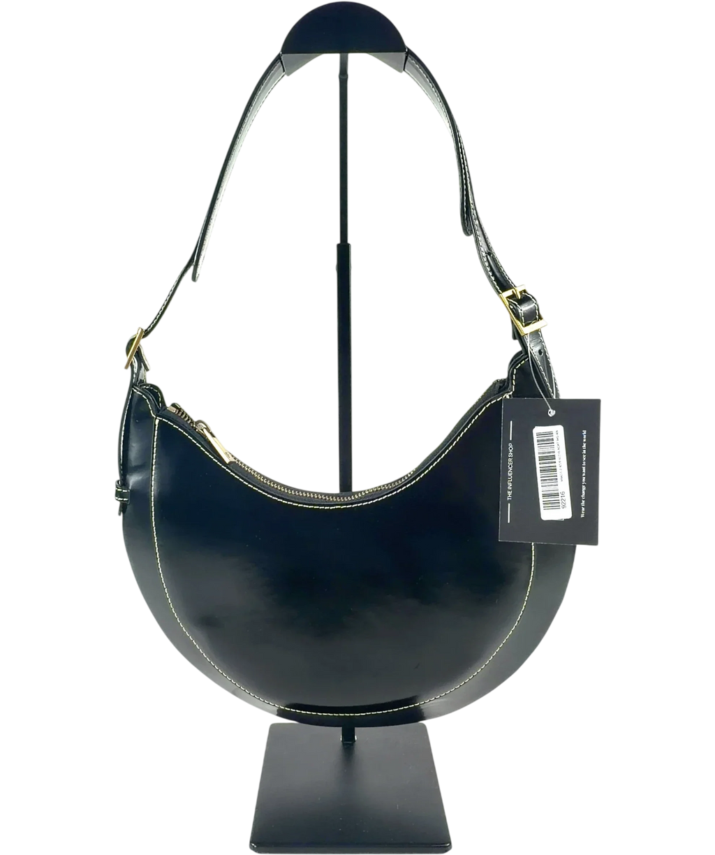 Flattered Black Lunar Leather Shoulder Bag — front