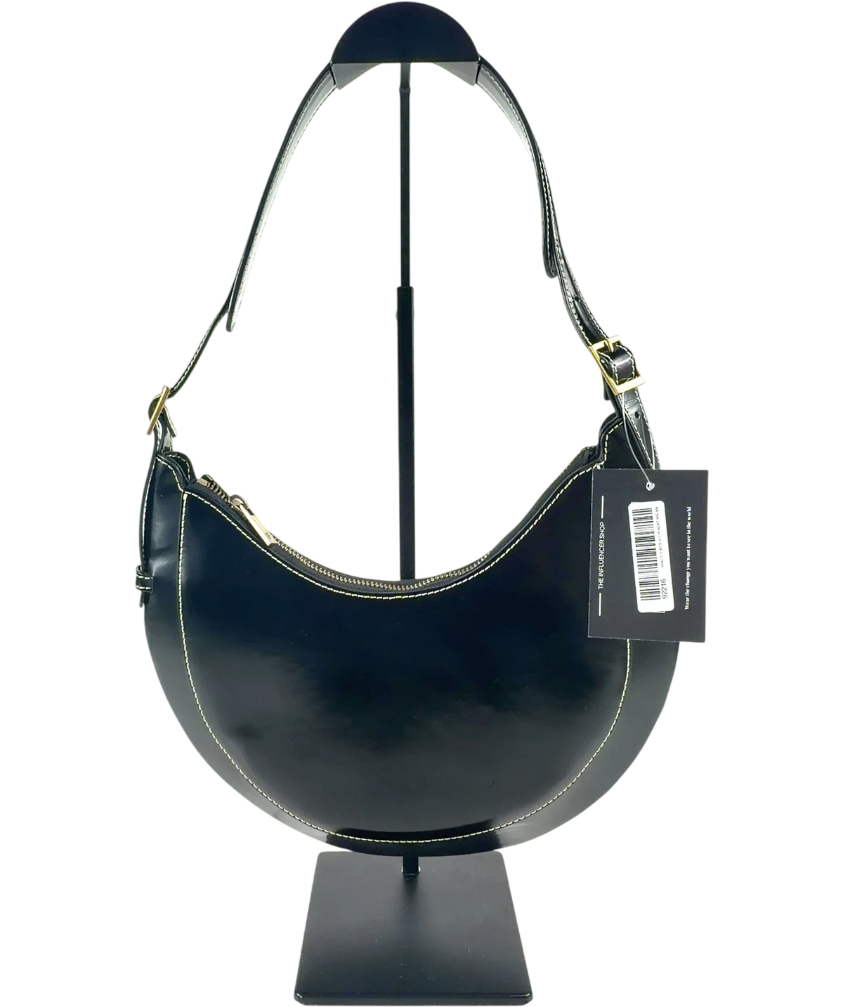 Flattered Black Lunar Leather Shoulder Bag — front