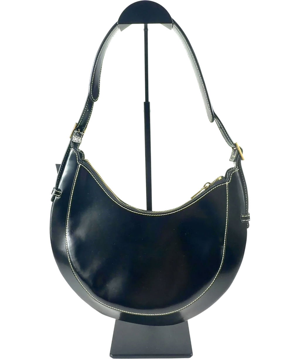 Flattered Black Lunar Leather Shoulder Bag — back