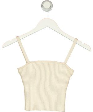 Zara Cream Ribbed Square Crop Top UK S