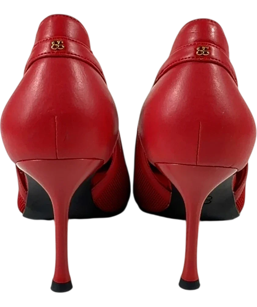 Cosy island Red red mesh stiletto slingback pumps, size UK 6 EU 39 👠 — back