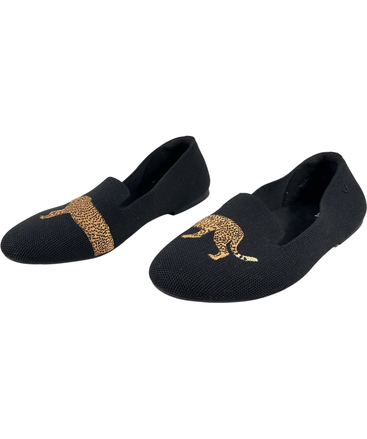 vivaia Black Round-Toe Embroidered Loafers (Audrey), size UK 8 EU 41 👠 — label