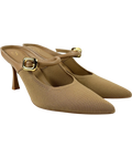 Cosy island Beige GraceLithe Pointed Toe Heeled Mules, size UK 7 EU 40 👠 — front