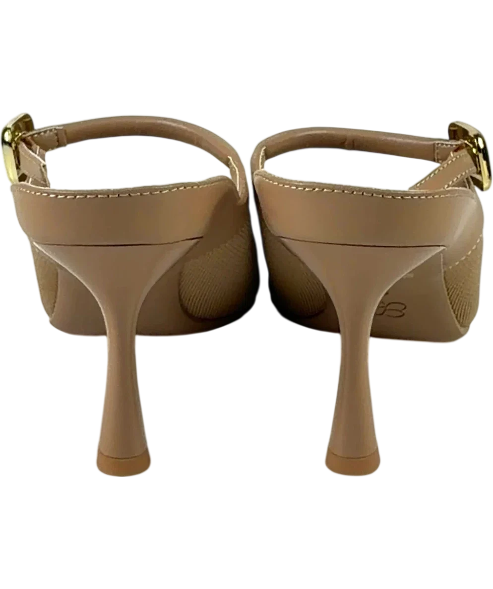 Cosy island Beige GraceLithe Pointed Toe Heeled Mules, size UK 7 EU 40 👠 — back