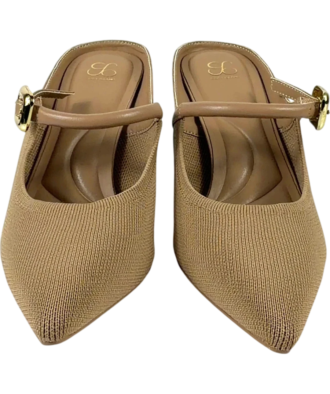 Cosy island Beige GraceLithe Pointed Toe Heeled Mules, size UK 7 EU 40 👠 — detail