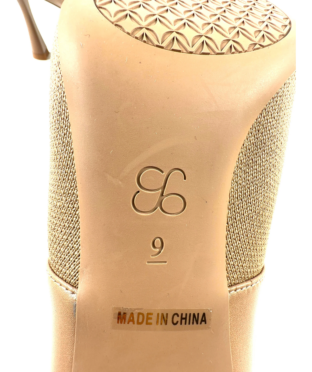 Cosy island Beige GraceLithe Pointed Toe Heeled Mules, size UK 7 EU 40 👠 — fabric detail