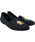 vivaia Black Round-Toe Embroidered Loafers (Audrey), size UK 8 EU 41 👠 — front