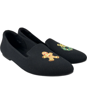 Vivaia Round-Toe Embroidered Loafers Black UK 8 EU 41