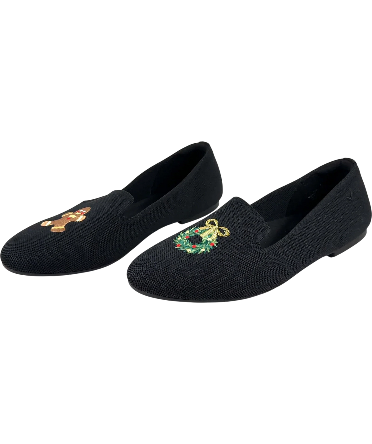 vivaia Black Round-Toe Embroidered Loafers (Audrey), size UK 8 EU 41 👠 — label
